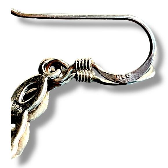 Genuine Silver with Oval Faux Stones in a CELTIC DESIGN Drop Earring - Picture 12 of 12